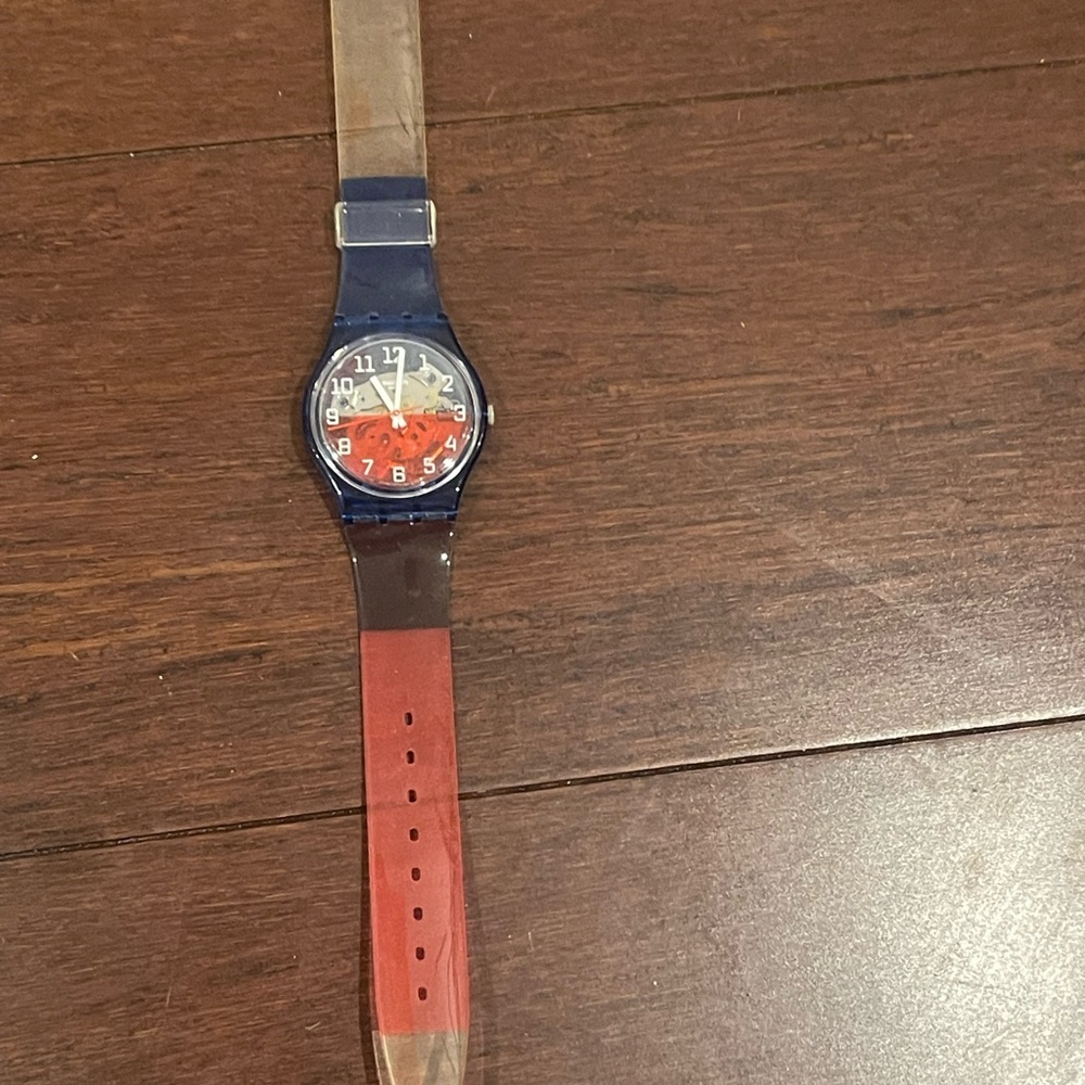nwot Swatch verre-toi Blue Red Transparent Watch rare sold out